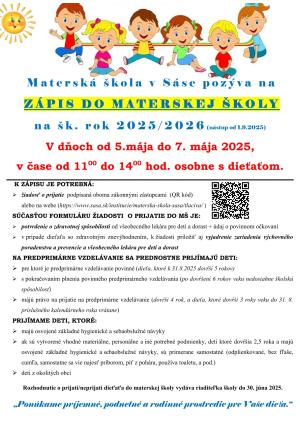 zápis do MŠ Sása 